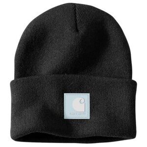 Carhartt Knit Rubber Patch Work Beanie One Size Black/Early Fog